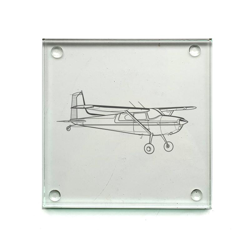 cessna 180 aircraft drinks coaster digital engraving mockup / engraving preview