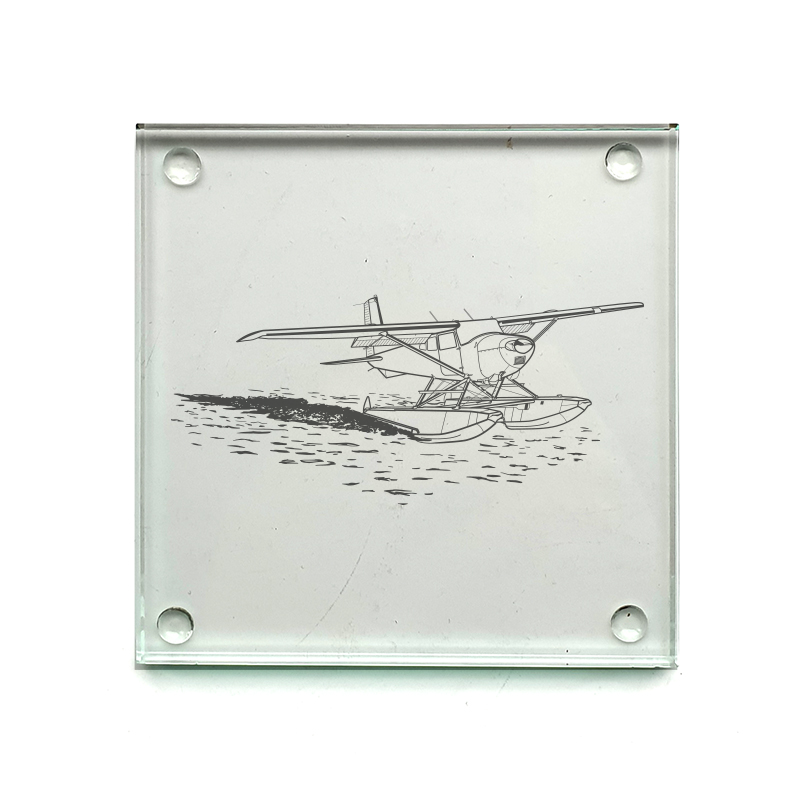 cessna seaplane aircraft drinks coaster digital engraving mockup / engraving preview