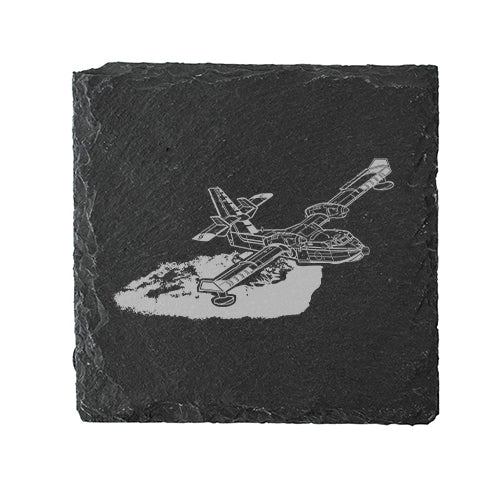 cl145 aerial fire fighter aircraft drinks coaster digital engraving mockup / engraving preview
