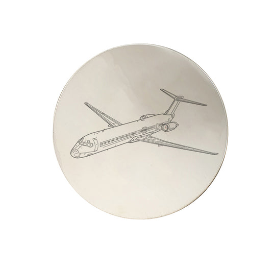 mcdonnell douglas md80 aircraft drinks coaster digital engraving mockup / engraving preview