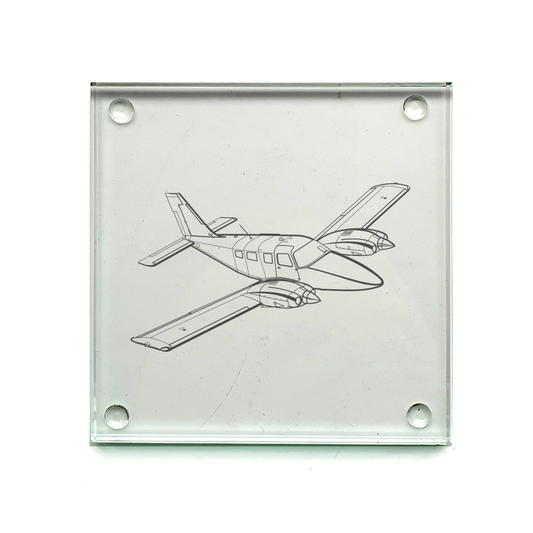 pa34 seneca aircraft drinks coaster digital engraving mockup / engraving preview
