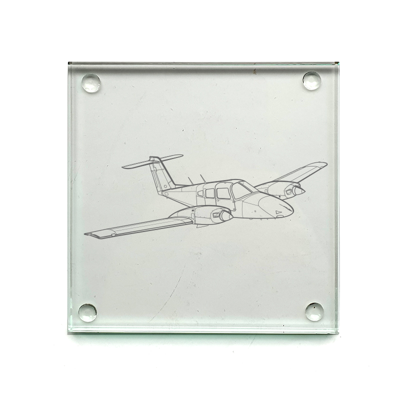pa44 seminole aircraft drinks coaster digital engraving mockup / engraving preview