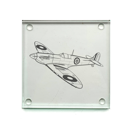 supermarine spitfire aircraft drinks coaster digital engraving mockup / engraving preview