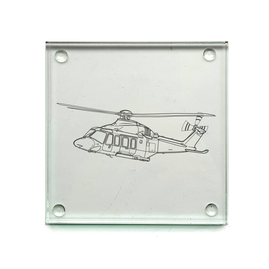 agustawestland aw139 helicopter drinks coaster digital engraving mockup / engraving preview
