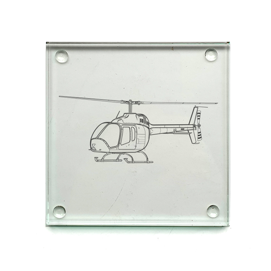 bell 505 jr helicopter drinks coaster digital engraving mockup / engraving preview