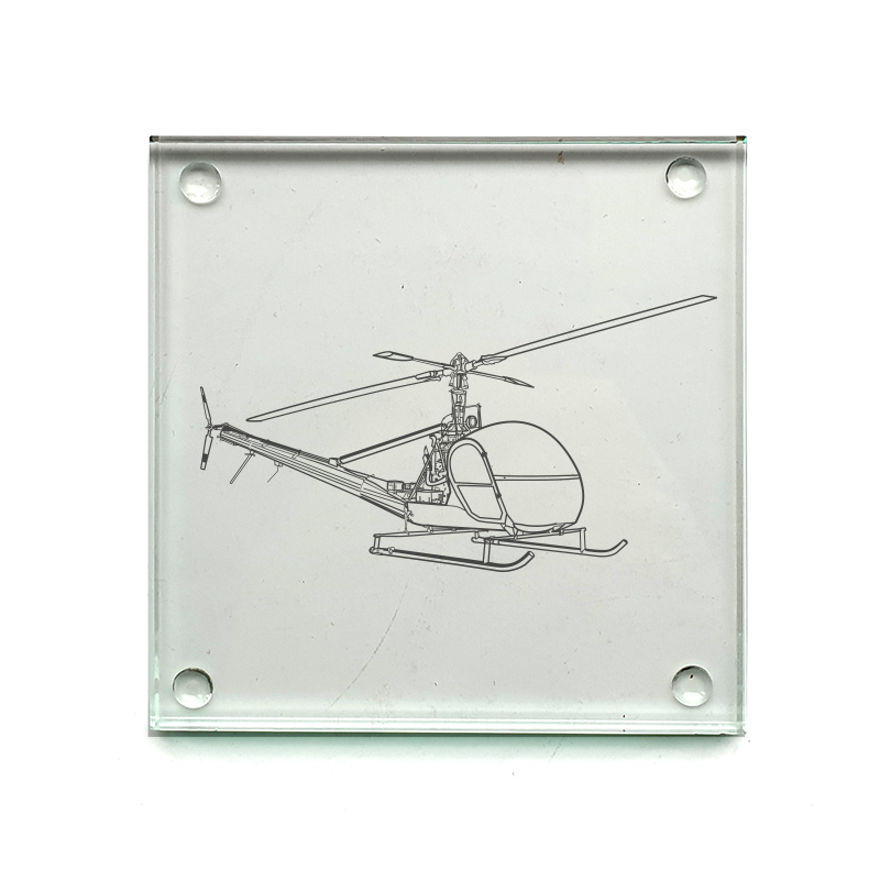 hiller uh12 helicopter drinks coaster digital engraving mockup / engraving preview