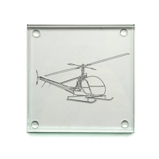 hiller uh12 helicopter drinks coaster digital engraving mockup / engraving preview
