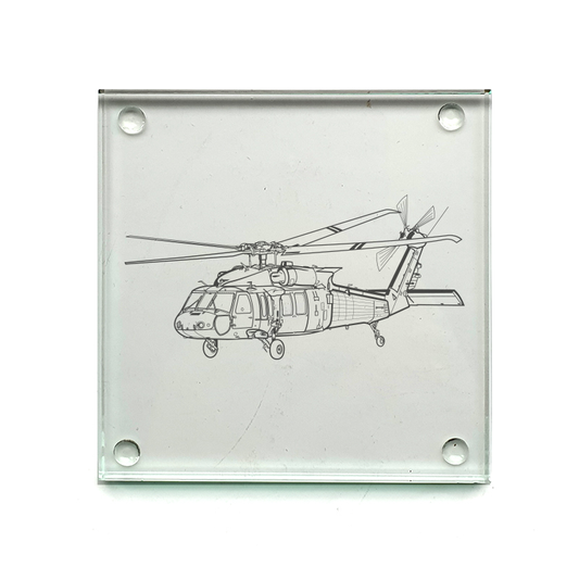 uh60 blackhawk helicopter drinks coaster digital engraving mockup / engraving preview