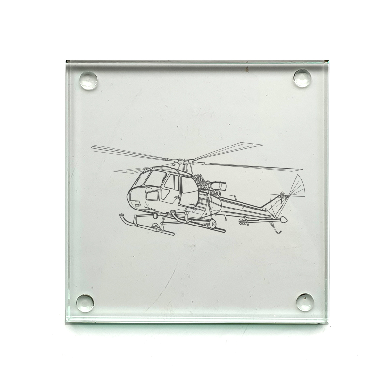 westland scout helicopter drinks coaster digital engraving mockup / engraving preview