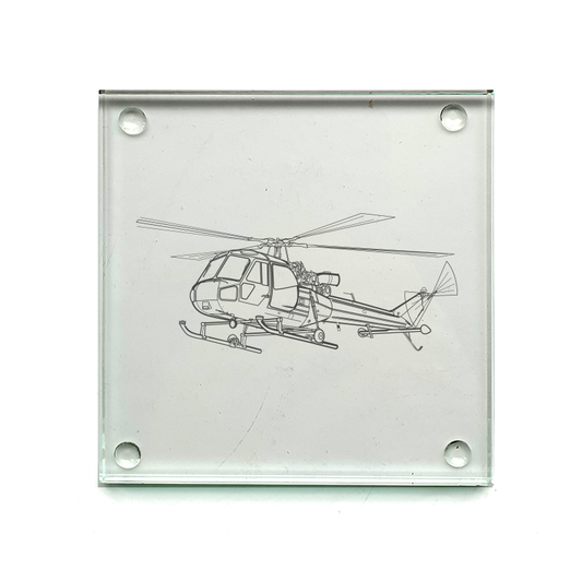 westland scout helicopter drinks coaster digital engraving mockup / engraving preview