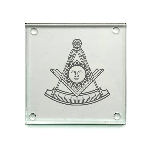 masonic face drinks coaster digital engraving mockup / engraving preview