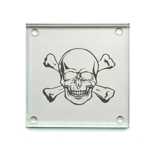 skull misc drinks coaster digital engraving mockup / engraving preview