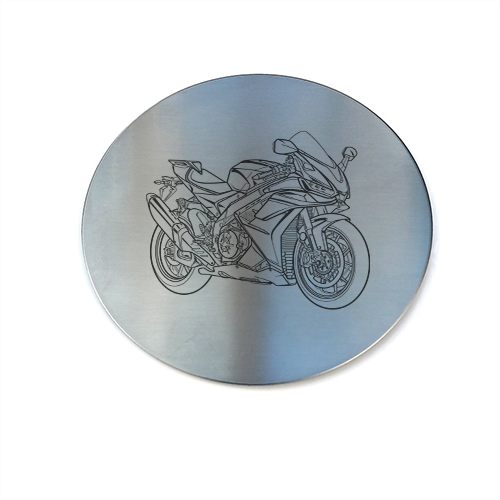 apri rsv mille motorcycle drinks coaster digital engraving mockup / engraving preview