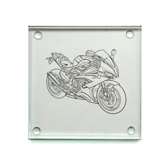 bm s1000rr motorcycle drinks coaster digital engraving mockup / engraving preview