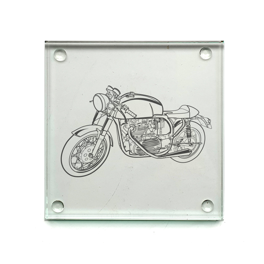 cafe racer motorcycle drinks coaster digital engraving mockup / engraving preview