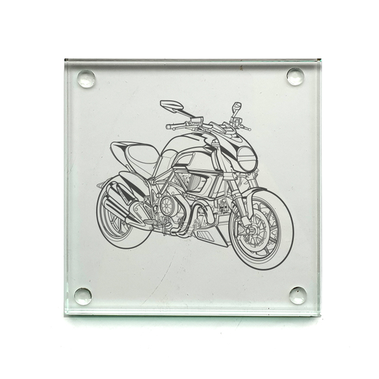 duc diavel motorcycle drinks coaster digital engraving mockup / engraving preview