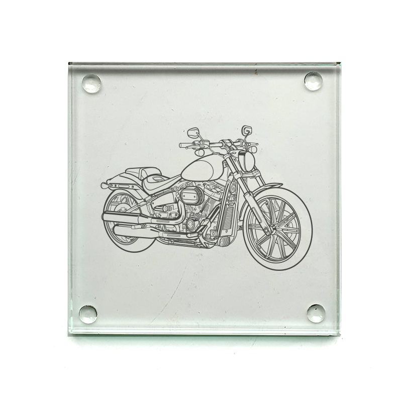 hd breakout motorcycle drinks coaster digital engraving mockup / engraving preview
