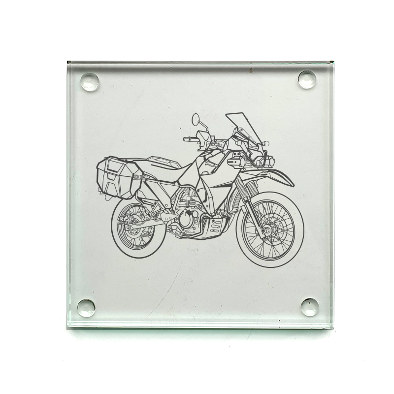 kaw klr650 motorcycle drinks coaster digital engraving mockup / engraving preview