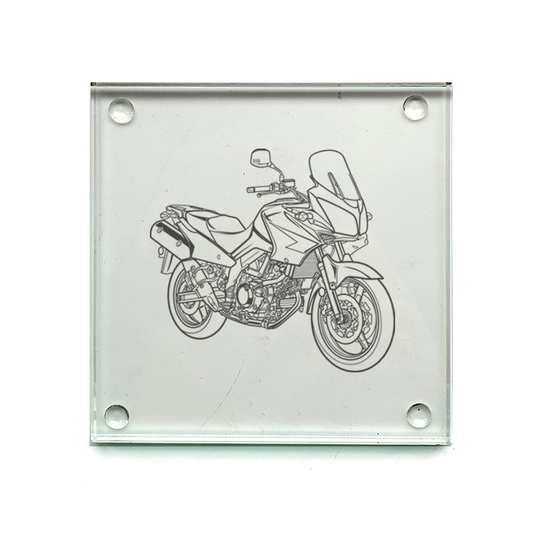 suz dl650 v strom motorcycle drinks coaster digital engraving mockup / engraving preview