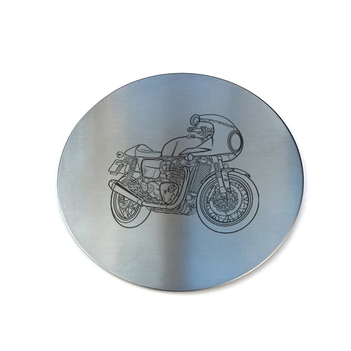 thruxton rs motorcycle drinks coaster digital engraving mockup / engraving preview