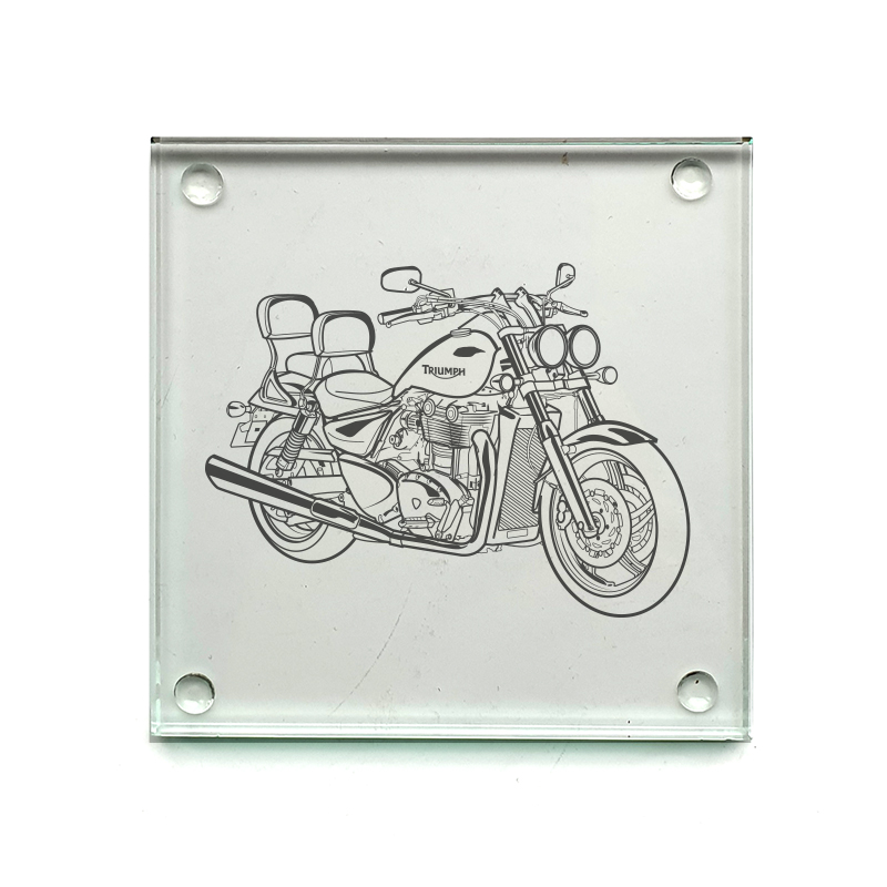 tri thunderbird motorcycle drinks coaster digital engraving mockup / engraving preview