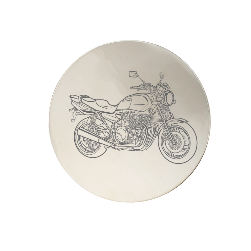yam xjr1300 motorcycle drinks coaster digital engraving mockup / engraving preview