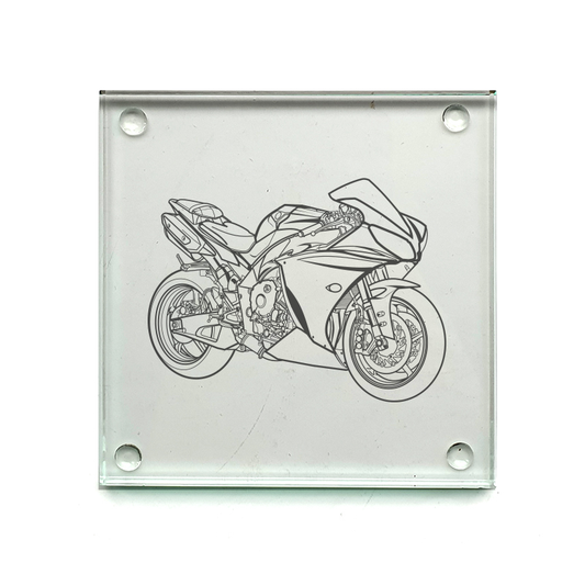 yam yzf r1 motorcycle drinks coaster digital engraving mockup / engraving preview