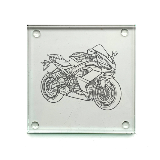 apri rs660 motorcycle drinks coaster digital engraving mockup / engraving preview