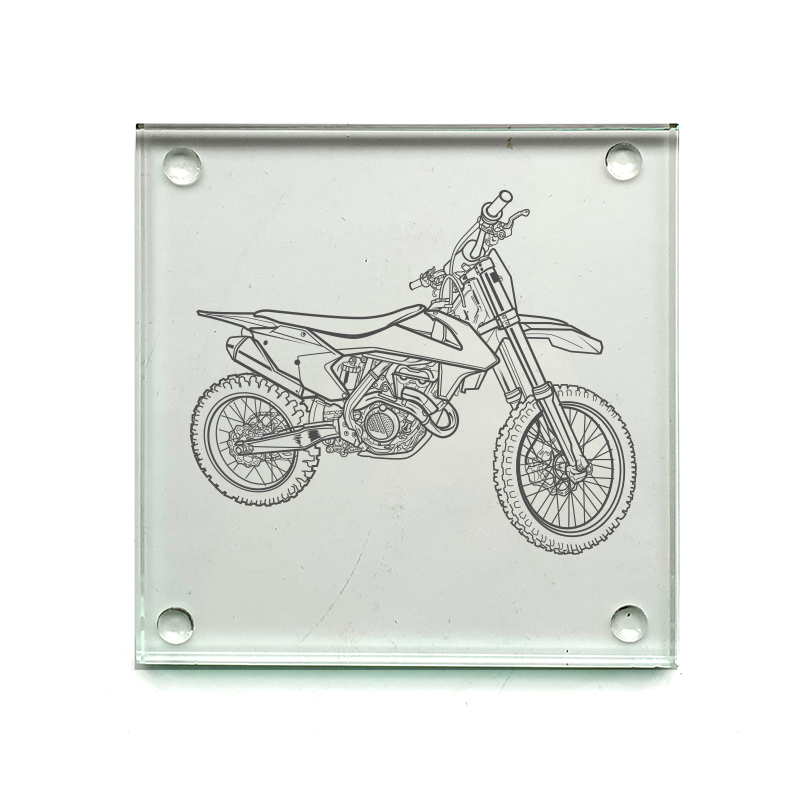 ktm sfx 350 motorcycle drinks coaster digital engraving mockup / engraving preview