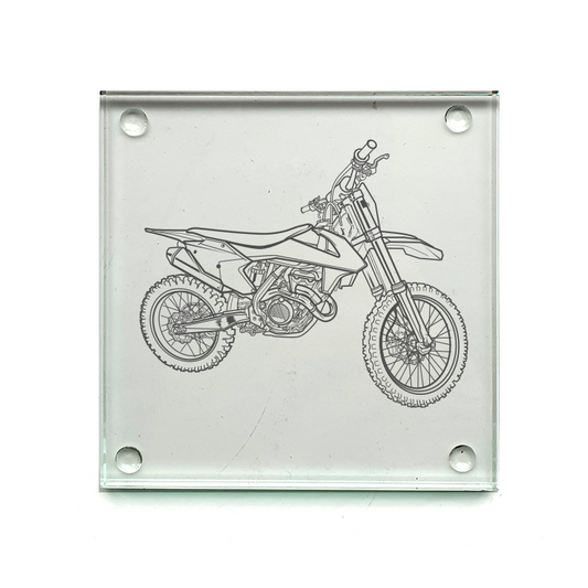 ktm sfx 350 motorcycle drinks coaster digital engraving mockup / engraving preview