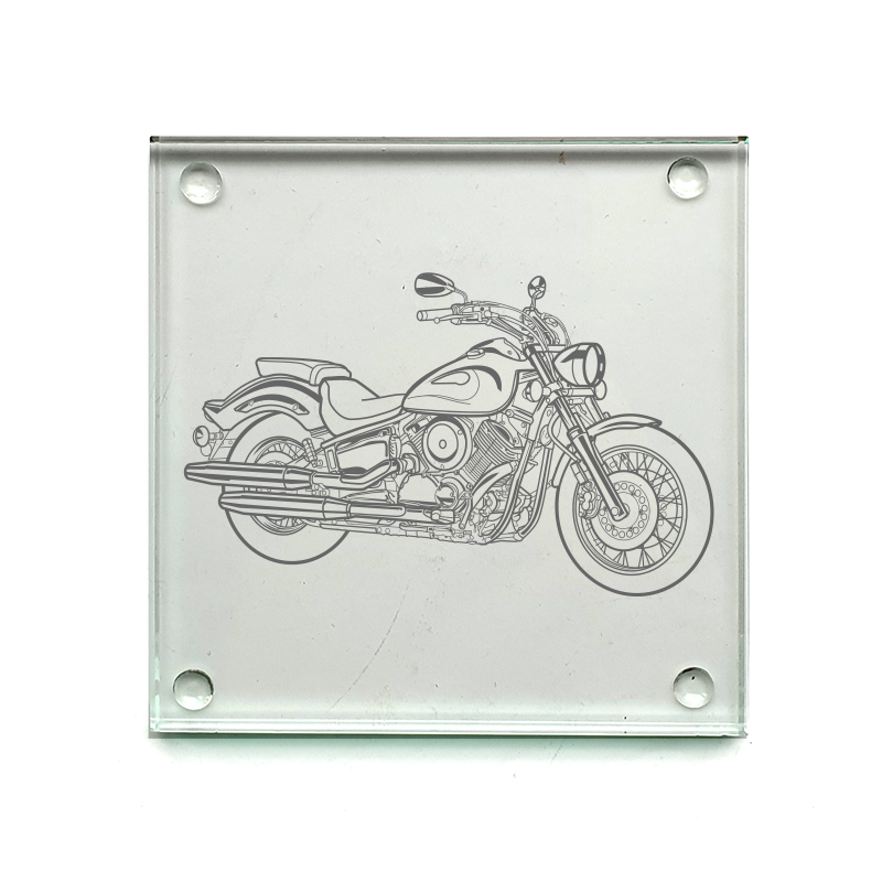 yam v star 1100 motorcycle drinks coaster digital engraving mockup / engraving preview