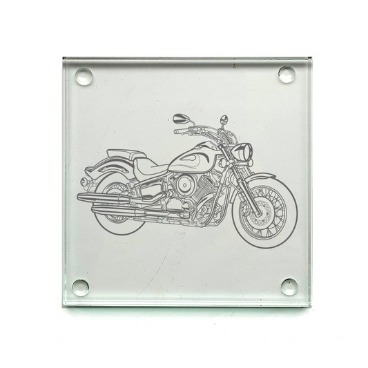 yam v star 1100 motorcycle drinks coaster digital engraving mockup / engraving preview