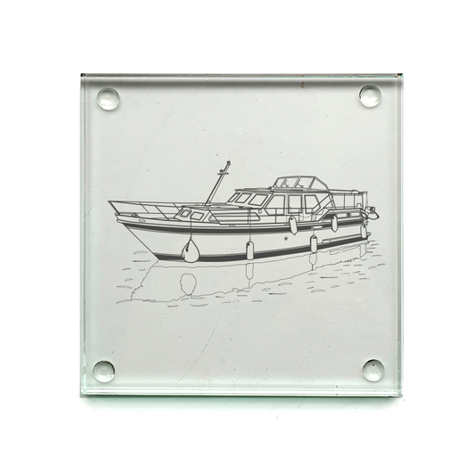 stevens 1140 canal yacht boat drinks coaster digital engraving mockup / engraving preview