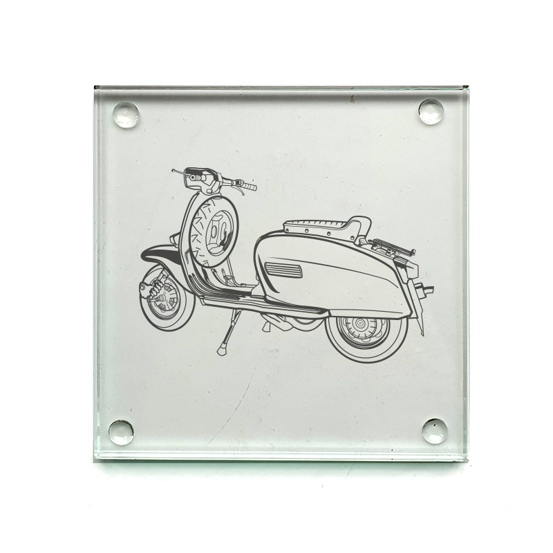 lambretta scooter drinks coaster digital engraving mockup / engraving preview