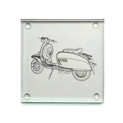 lambretta scooter drinks coaster digital engraving mockup / engraving preview