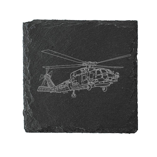 sh60 seahawk helicopter drinks coaster digital engraving mockup / engraving preview