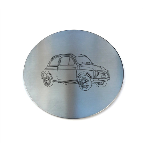 fia 500 car drinks coaster digital engraving mockup / engraving preview