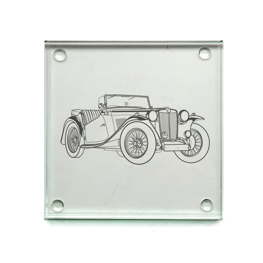 1946 mg tc car drinks coaster digital engraving mockup / engraving preview