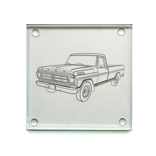 fd f100 truck drinks coaster digital engraving mockup / engraving preview