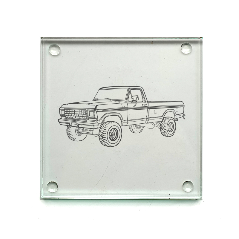 fd f150 truck drinks coaster digital engraving mockup / engraving preview