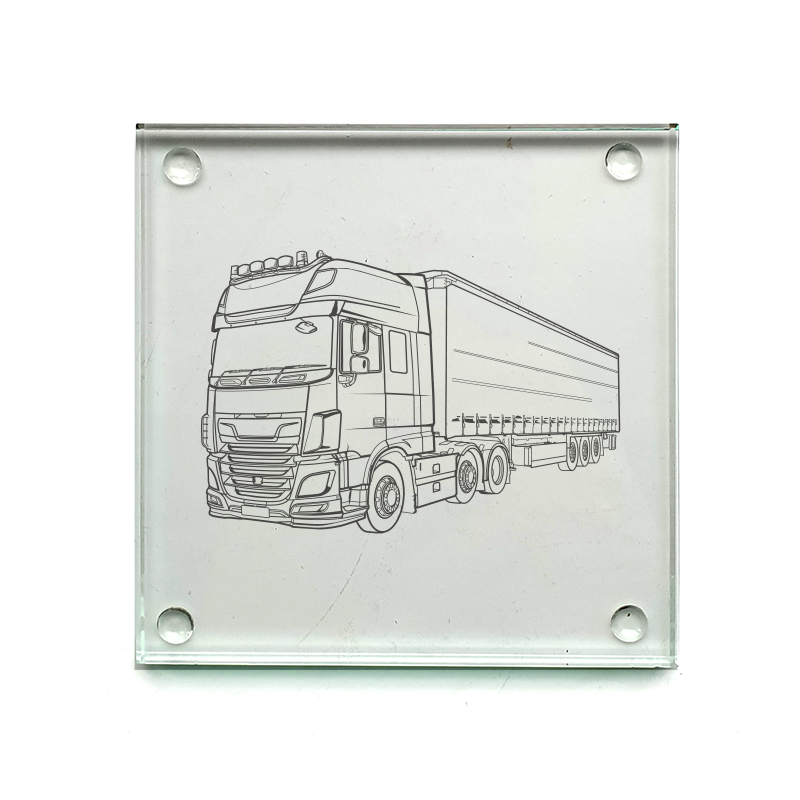 hgv lorry truck drinks coaster digital engraving mockup / engraving preview