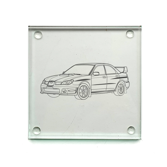 sub wrx car drinks coaster digital engraving mockup / engraving preview