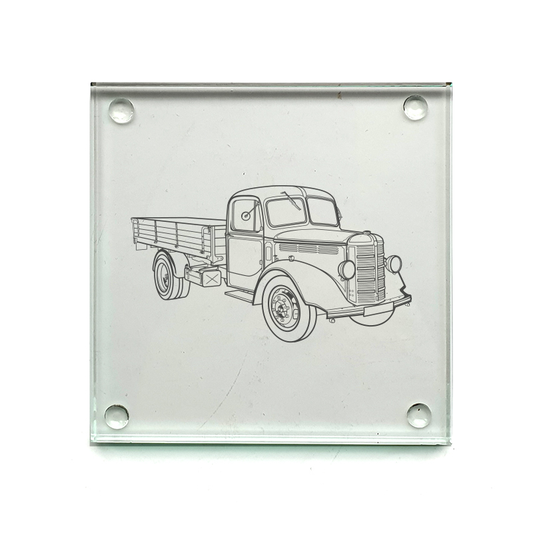 vintage bedfd truck drinks coaster digital engraving mockup / engraving preview