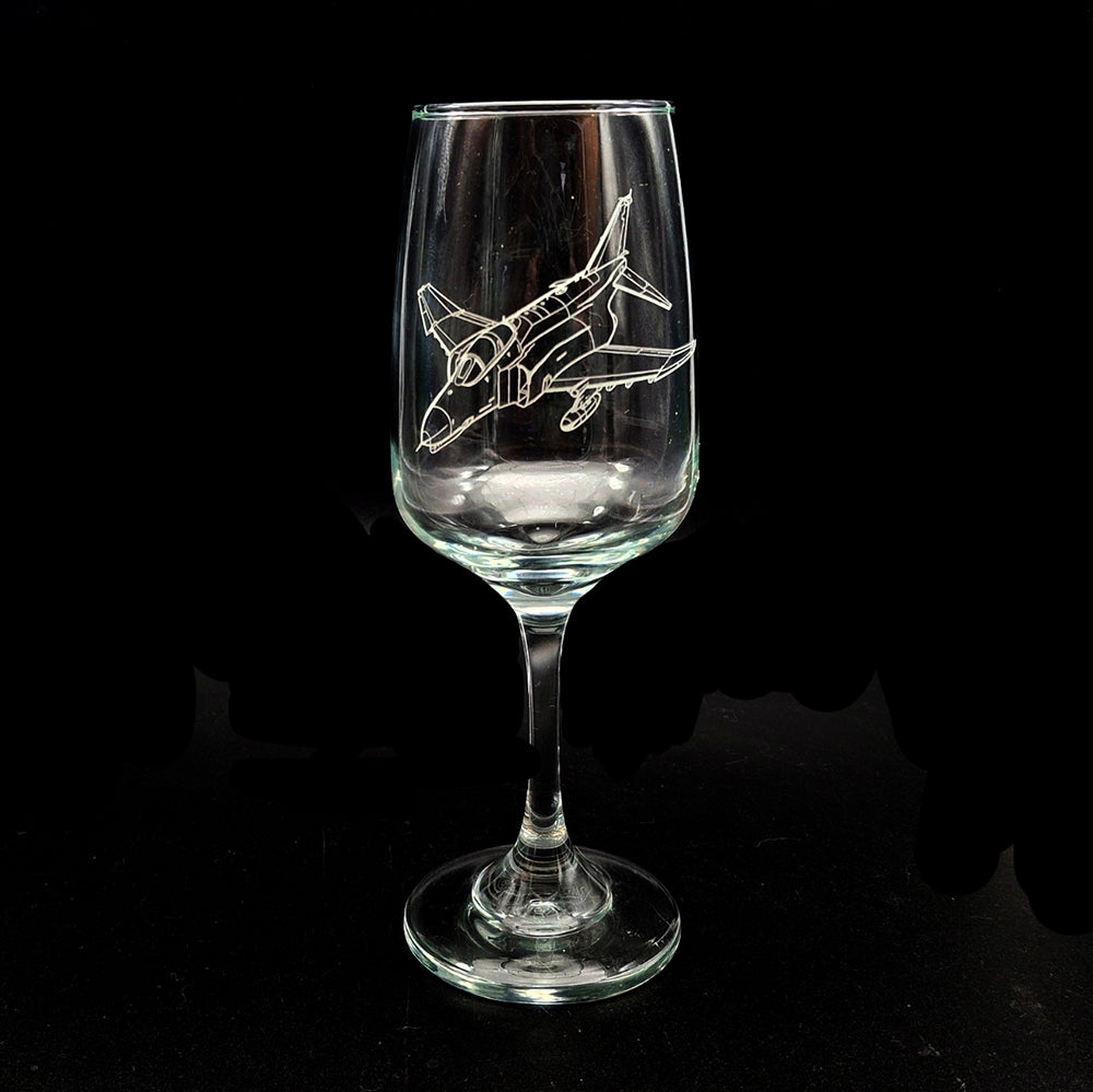 F1 Phantom aircraft engraved with Everyday wine glass