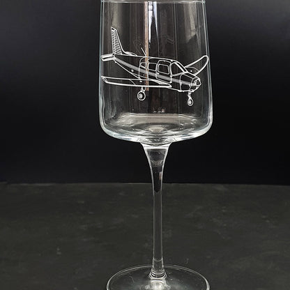 Piper PA28 aircraft engraved on Iconic Wine Glass