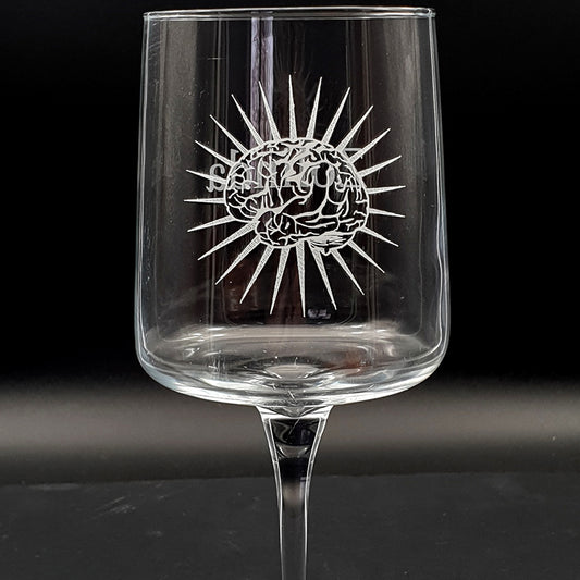 Brain starburst wine glass close up
