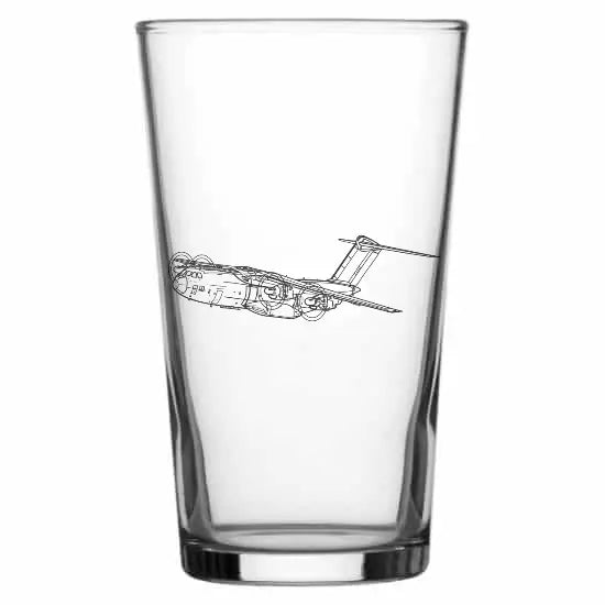 Airbus A400m Atlas aircraft Beer glass– digital engraving mockup / engraving preview