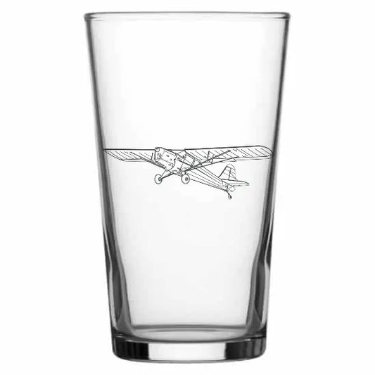 Auster J Series aircraft Beer glass– digital engraving mockup / engraving preview
