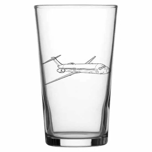 Boeing 717 aircraft Beer glass – digital engraving mockup / engraving preview