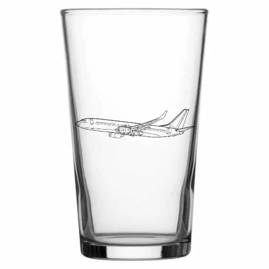 Boeing 737 aircraft Beer glass – digital engraving mockup / engraving preview
